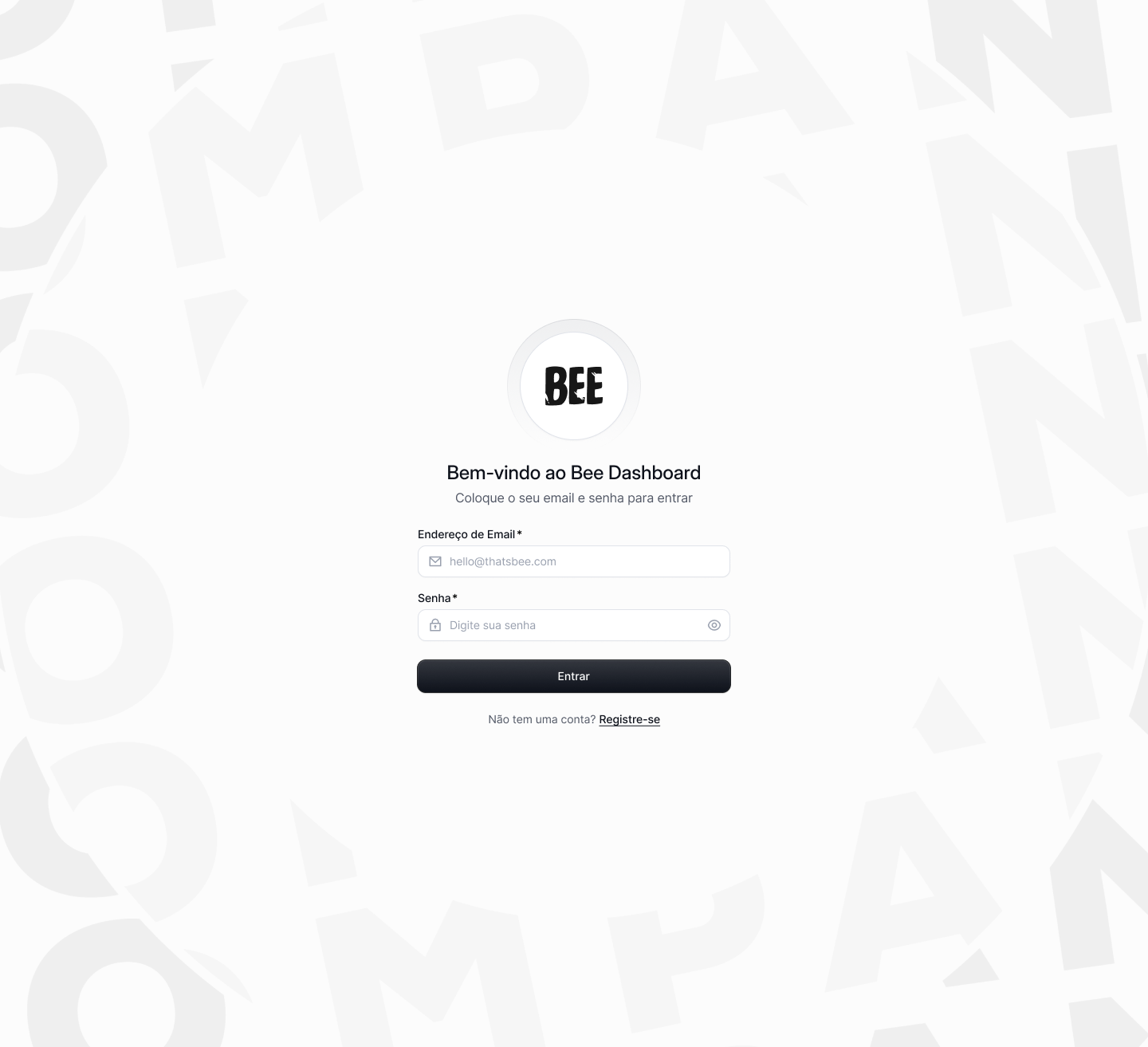 Bee Dash login screen