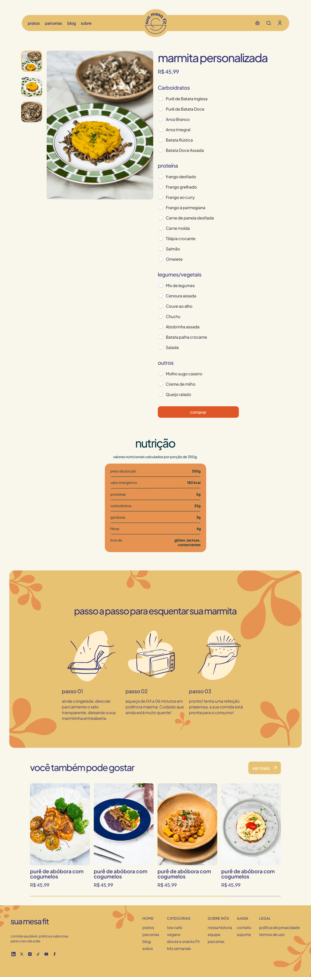 Sua Mesa Fit product customization page