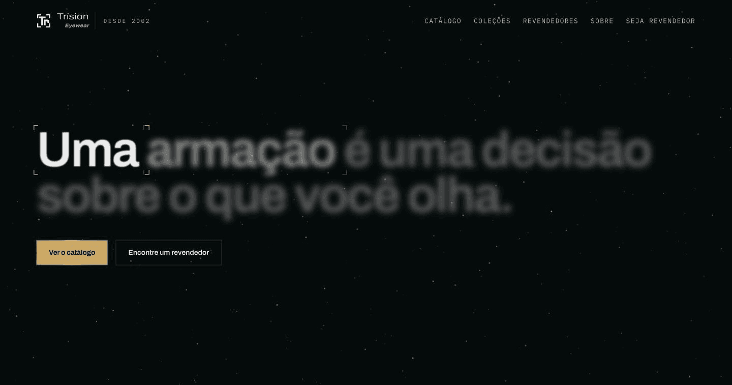 Trísion homepage: the thesis line and the starfield ground